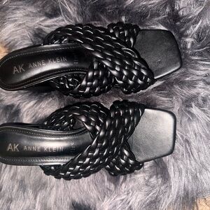 Anne Klein Black Braided Sandals